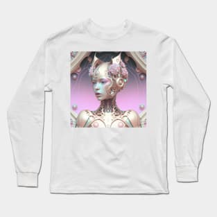 Portrait in Pastel Colors of A Fractal Robot Long Sleeve T-Shirt